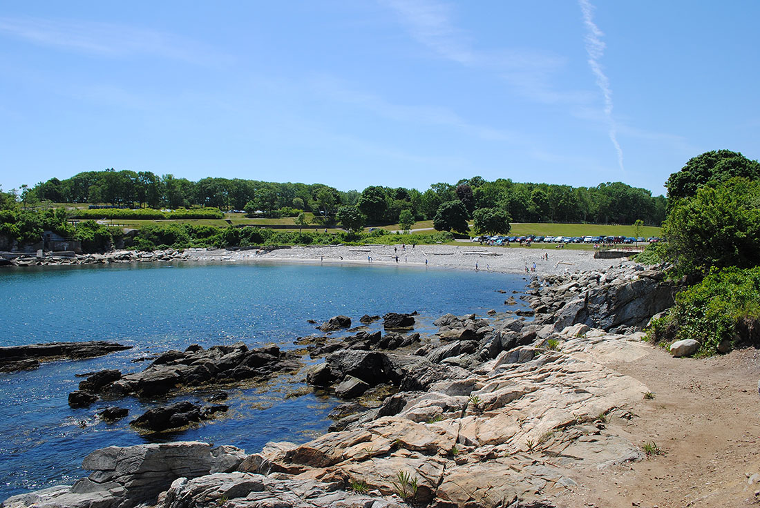 A view of the rocky beach area at Fort Williams Park